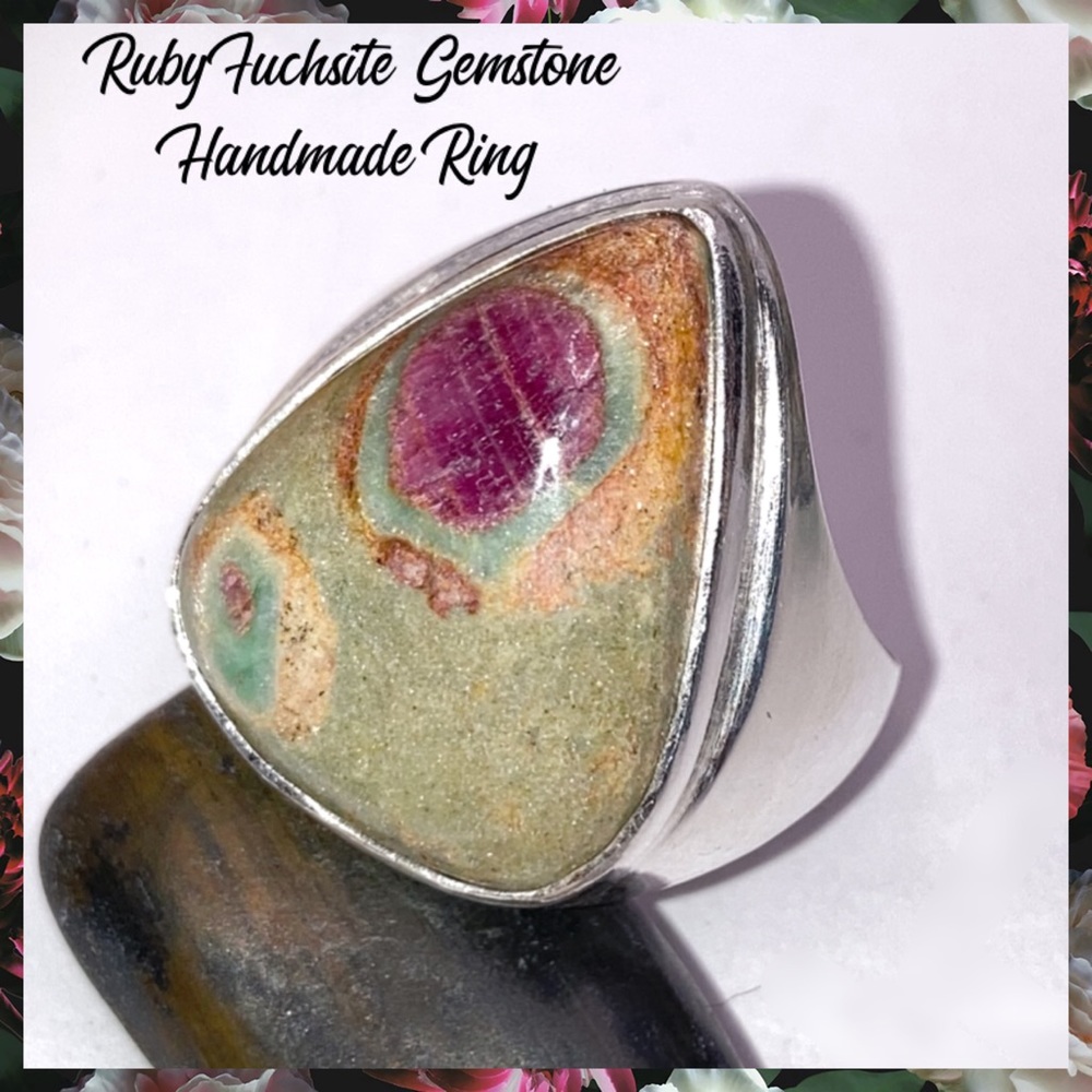 Ruby Fuchsite Gemstone Handmade Chunky Pinky Ring